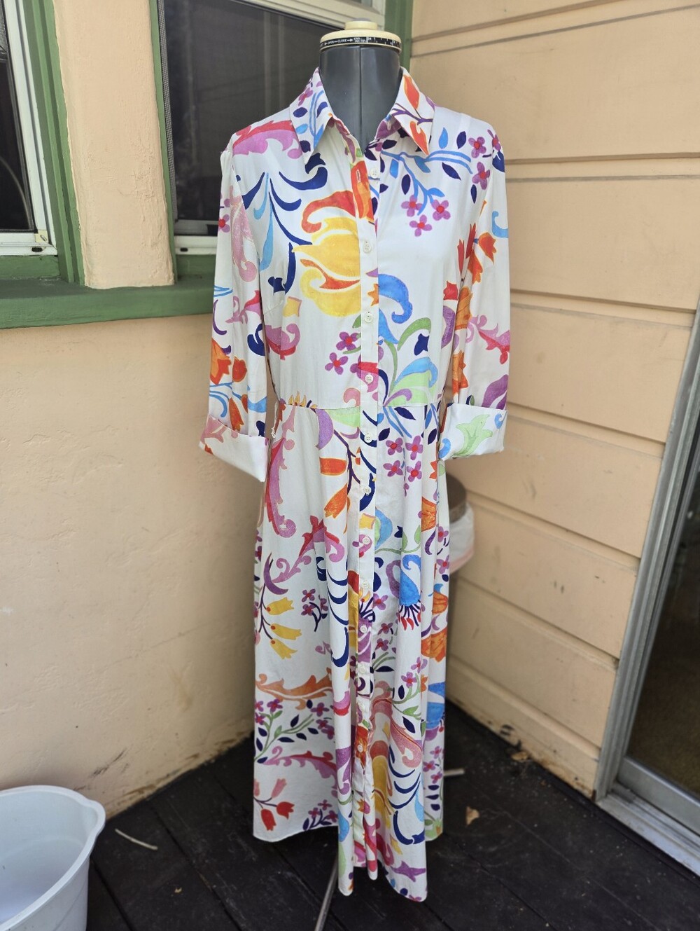 Vibrant Zara Summer Floral Button-Down Shirt Dress Size 10 - Picture 7 of 9